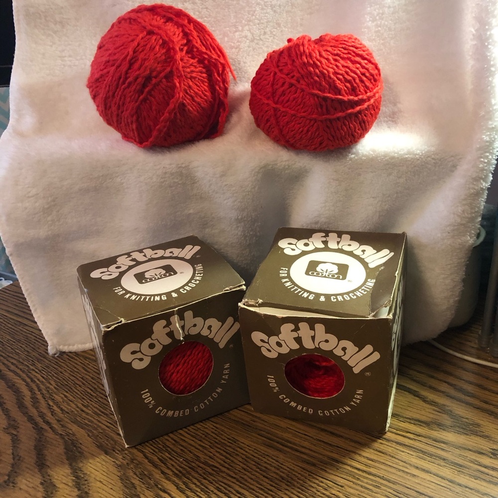 Vintage Softball 100% combed cotton French red yarn bundle 1979